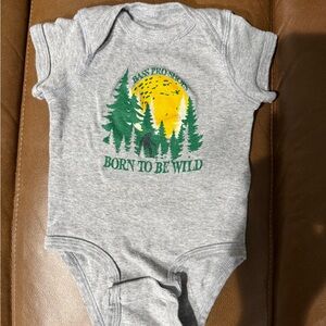 Bass Pro Shops Gray Bodysuit with Green and Yellow Design